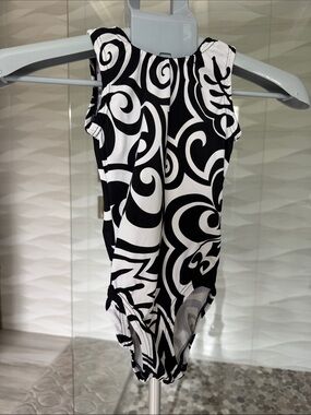Garland Black & White Swirl Gymnastics Leotard CM